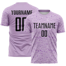 Laden Sie das Bild in den Galerie-Viewer, Custom Light Purple-Black Distressed Fragment Brush Stroke Sublimation Soccer Uniform Jersey