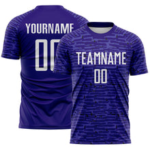 Charger l'image dans la galerie, Custom Dark Purple-White Distressed Fragment Brush Stroke Sublimation Soccer Uniform Jersey