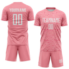 Laden Sie das Bild in den Galerie-Viewer, Custom Medium Pink-White Distressed Fragment Brush Stroke Sublimation Soccer Uniform Jersey