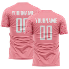 Laden Sie das Bild in den Galerie-Viewer, Custom Medium Pink-White Distressed Fragment Brush Stroke Sublimation Soccer Uniform Jersey