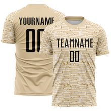 Загрузить изображение в средство просмотра галереи, Custom City Cream-Black Distressed Fragment Brush Stroke Sublimation Soccer Uniform Jersey