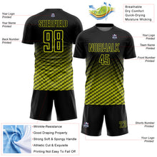 Laden Sie das Bild in den Galerie-Viewer, Custom Black-Neon Yellow Geometric Wave Gradient Sublimation Soccer Uniform Jersey