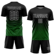 Laden Sie das Bild in den Galerie-Viewer, Custom Black Grass Green-White Geometric Wave Gradient Sublimation Soccer Uniform Jersey