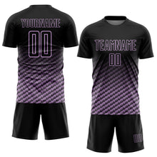 Load image into Gallery viewer, Custom Black-Light Purple Geometric Wave Gradient Sublimation Soccer Uniform Jersey