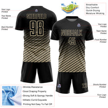 Load image into Gallery viewer, Custom Black-Cream Geometric Wave Gradient Sublimation Soccer Uniform Jersey