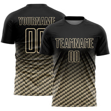 Load image into Gallery viewer, Custom Black-Cream Geometric Wave Gradient Sublimation Soccer Uniform Jersey