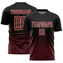 Load image into Gallery viewer, Custom Black Crimson-Cream Geometric Wave Gradient Sublimation Soccer Uniform Jersey