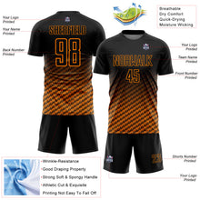 Laden Sie das Bild in den Galerie-Viewer, Custom Black-Bay Orange Geometric Wave Gradient Sublimation Soccer Uniform Jersey