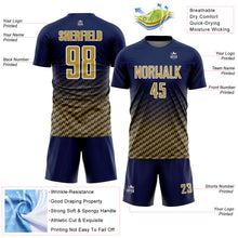 Charger l'image dans la galerie, Custom Navy Old Gold-White Geometric Wave Gradient Sublimation Soccer Uniform Jersey