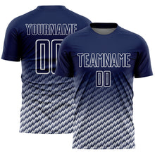 Charger l'image dans la galerie, Custom Navy-White Geometric Wave Gradient Sublimation Soccer Uniform Jersey