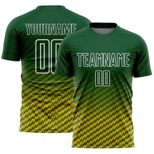 Laden Sie das Bild in den Galerie-Viewer, Custom Green Yellow-White Geometric Wave Gradient Sublimation Soccer Uniform Jersey