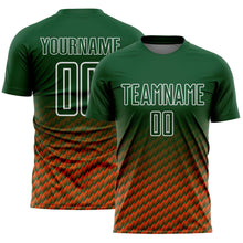 Load image into Gallery viewer, Custom Green Orange-White Geometric Wave Gradient Sublimation Soccer Uniform Jersey