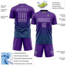 Загрузить изображение в средство просмотра галереи, Custom Purple Teal-White Geometric Wave Gradient Sublimation Soccer Uniform Jersey