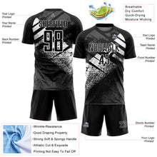 Laden Sie das Bild in den Galerie-Viewer, Custom Black-White Grunge Splatter Brush Stroke Sublimation Soccer Uniform Jersey