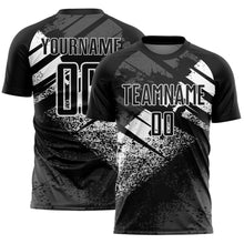 Laden Sie das Bild in den Galerie-Viewer, Custom Black-White Grunge Splatter Brush Stroke Sublimation Soccer Uniform Jersey