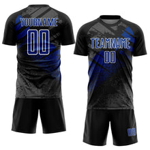 Load image into Gallery viewer, Custom Black Royal-White Grunge Splatter Brush Stroke Sublimation Soccer Uniform Jersey