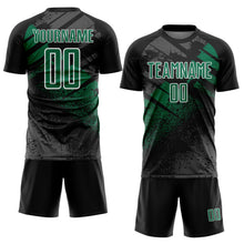 Загрузить изображение в средство просмотра галереи, Custom Black Kelly Green-White Grunge Splatter Brush Stroke Sublimation Soccer Uniform Jersey