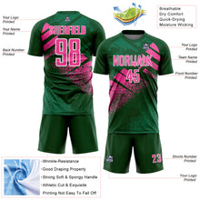 Load image into Gallery viewer, Custom Green Pink-White Grunge Splatter Brush Stroke Sublimation Soccer Uniform Jersey
