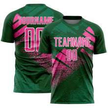 Load image into Gallery viewer, Custom Green Pink-White Grunge Splatter Brush Stroke Sublimation Soccer Uniform Jersey