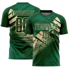 Laden Sie das Bild in den Galerie-Viewer, Custom Green-Cream Grunge Splatter Brush Stroke Sublimation Soccer Uniform Jersey