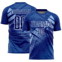 Load image into Gallery viewer, Custom Royal Light Blue-White Grunge Splatter Brush Stroke Sublimation Soccer Uniform Jersey