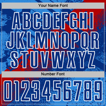 Load image into Gallery viewer, Custom Royal Red-White Grunge Splatter Brush Stroke Sublimation Soccer Uniform Jersey