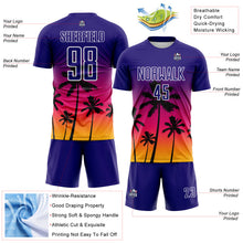 Load image into Gallery viewer, Custom Dark Purple Hot Pink Gold-White Tropical Hawaii Palm Trees Gradient Sublimation Soccer Uniform Jersey