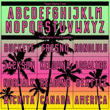 Load image into Gallery viewer, Custom Pea Green Pink Light Yellow-Black Tropical Hawaii Palm Trees Gradient Sublimation Soccer Uniform Jersey