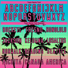 Load image into Gallery viewer, Custom Lakes Blue Pink Pea Green-Black Tropical Hawaii Palm Trees Gradient Sublimation Soccer Uniform Jersey
