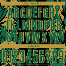 Загрузить изображение в средство просмотра галереи, Custom Black Kelly Green-Old Gold Geometric Shard Grunge Splash Sublimation Soccer Uniform Jersey