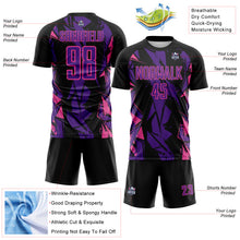 Загрузить изображение в средство просмотра галереи, Custom Black Purple-Pink Geometric Shard Grunge Splash Sublimation Soccer Uniform Jersey