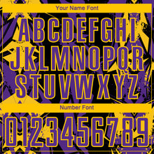 Charger l'image dans la galerie, Custom Black Purple-Yellow Geometric Shard Grunge Splash Sublimation Soccer Uniform Jersey