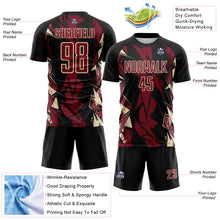 Загрузить изображение в средство просмотра галереи, Custom Black Crimson-Cream Geometric Shard Grunge Splash Sublimation Soccer Uniform Jersey
