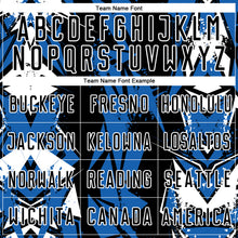Load image into Gallery viewer, Custom Black Blue-White Geometric Shard Grunge Splash Sublimation Soccer Uniform Jersey