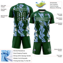 Load image into Gallery viewer, Custom Green Light Blue-White Geometric Shard Grunge Splash Sublimation Soccer Uniform Jersey