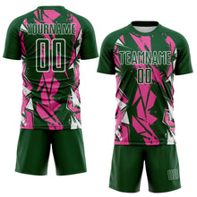Load image into Gallery viewer, Custom Green Pink-White Geometric Shard Grunge Splash Sublimation Soccer Uniform Jersey