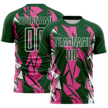 Load image into Gallery viewer, Custom Green Pink-White Geometric Shard Grunge Splash Sublimation Soccer Uniform Jersey