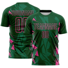 Load image into Gallery viewer, Custom Green-Pink Geometric Shard Grunge Splash Sublimation Soccer Uniform Jersey