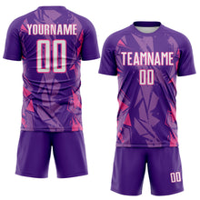 Load image into Gallery viewer, Custom Purple White-Pink Geometric Shard Grunge Splash Sublimation Soccer Uniform Jersey
