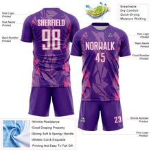 Load image into Gallery viewer, Custom Purple White-Pink Geometric Shard Grunge Splash Sublimation Soccer Uniform Jersey