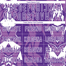 Load image into Gallery viewer, Custom Purple-White Geometric Shard Grunge Splash Sublimation Soccer Uniform Jersey