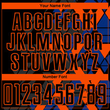 Load image into Gallery viewer, Custom Black Royal-Orange Geometric Grid Gradient Sublimation Soccer Uniform Jersey