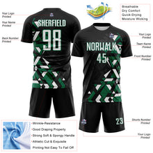 Load image into Gallery viewer, Custom Black White-Kelly Green Geometric Grid Gradient Sublimation Soccer Uniform Jersey