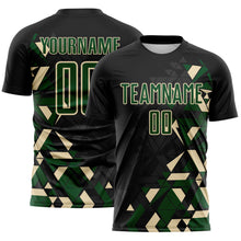Загрузить изображение в средство просмотра галереи, Custom Black Green-Cream Geometric Grid Gradient Sublimation Soccer Uniform Jersey
