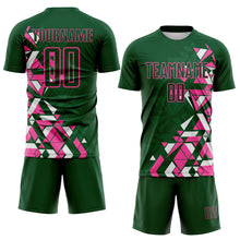 Load image into Gallery viewer, Custom Green Pink-White Geometric Grid Gradient Sublimation Soccer Uniform Jersey