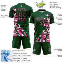 Load image into Gallery viewer, Custom Green Pink-White Geometric Grid Gradient Sublimation Soccer Uniform Jersey