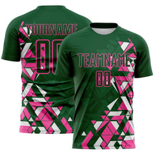 Load image into Gallery viewer, Custom Green Pink-White Geometric Grid Gradient Sublimation Soccer Uniform Jersey