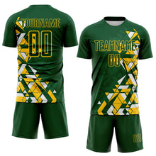 Load image into Gallery viewer, Custom Green Yellow-White Geometric Grid Gradient Sublimation Soccer Uniform Jersey