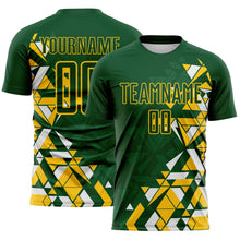 Load image into Gallery viewer, Custom Green Yellow-White Geometric Grid Gradient Sublimation Soccer Uniform Jersey