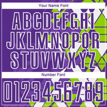 Load image into Gallery viewer, Custom Purple Neon Green-White Geometric Grid Gradient Sublimation Soccer Uniform Jersey